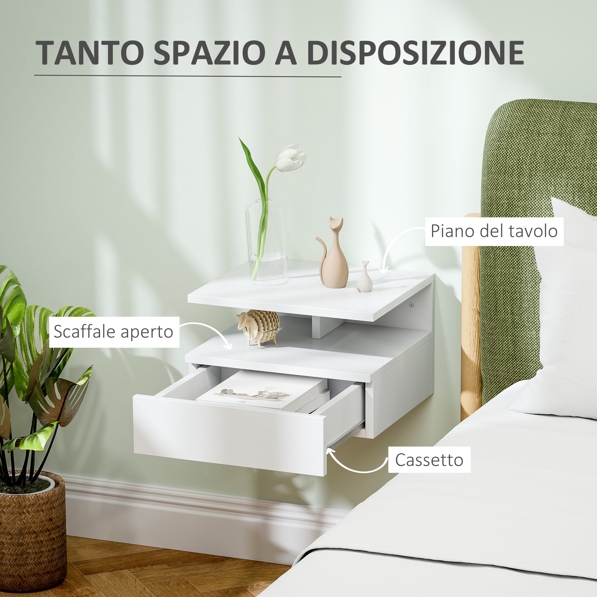 EasyComfort Comodino Sospeso hangend nachtkastje 35x32x22.5 cm wit