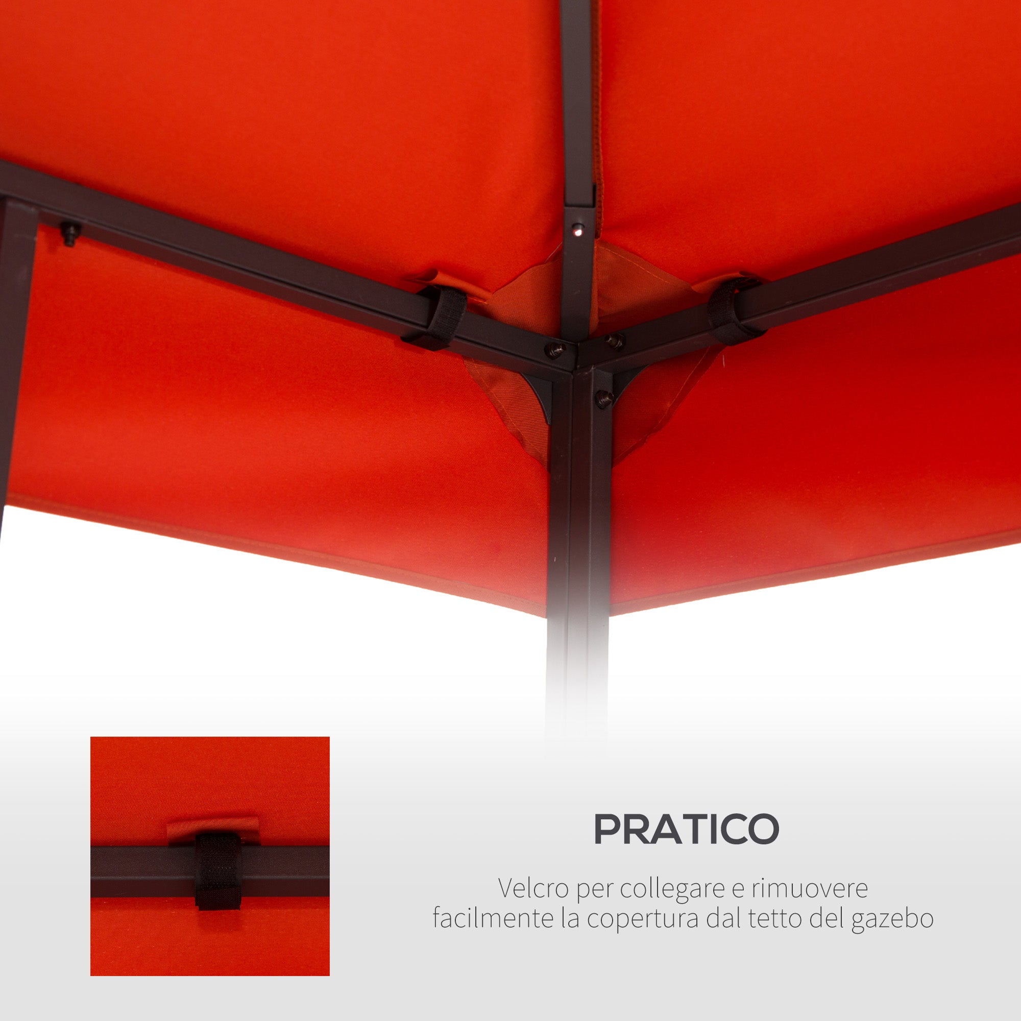 EasyComfort Copertura per Gazebo 3x3 m a 2 Livelli in Poliestere Resistente with 8 Fori di Drenaggio, Rosso Ruggine