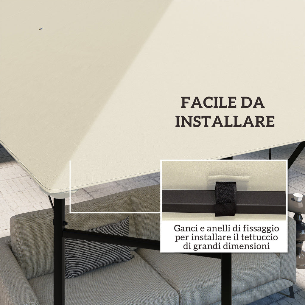 EasyComfort Copertura per Gazebo 3x3 m da Giardino with 8 Fori di Drenaggio, in Tessuto Oxford 600D, white Crema