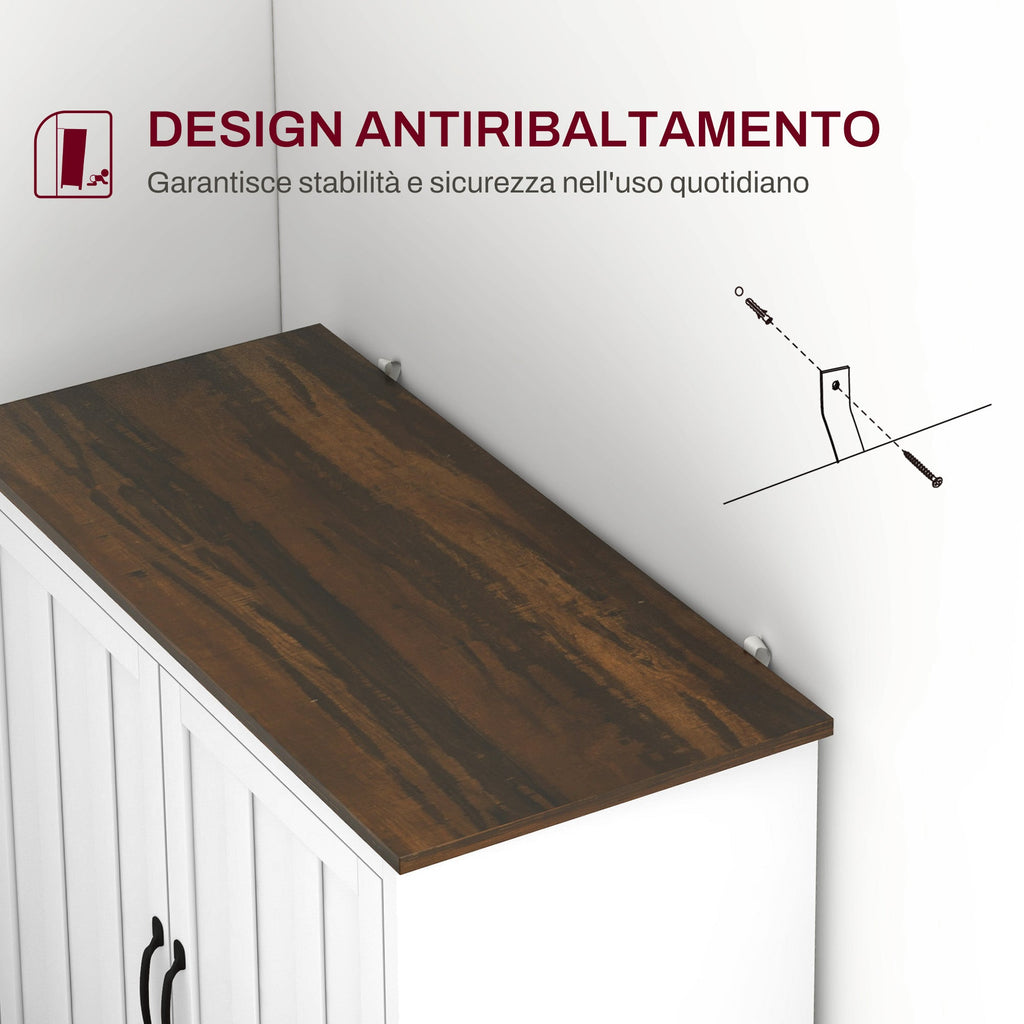 EasyComfort Credenza Cucina Moderna a 2 Ante with Ripiano Regolabile in Legno, 80x39.7x80cm, white