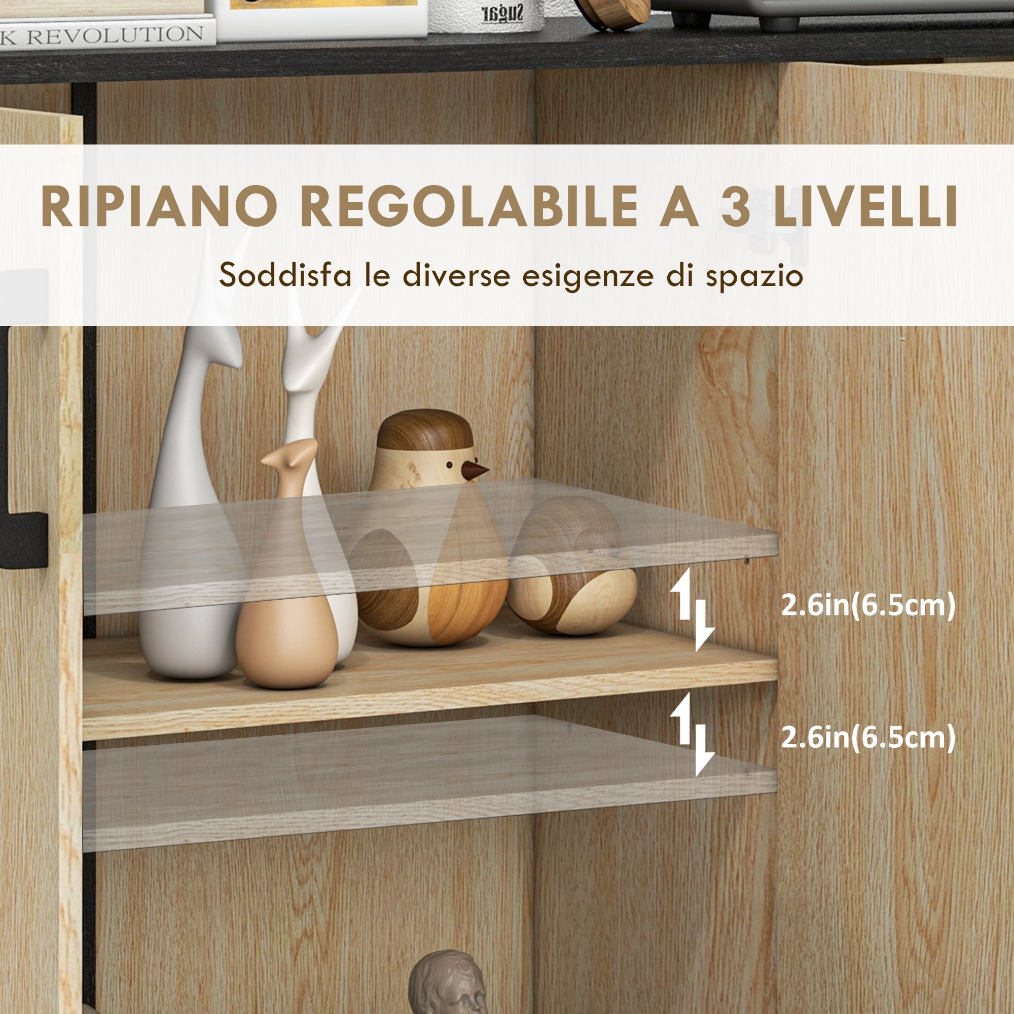 EasyComfort Credenza Moderna Dressoir 2 kasten & 2 lades 90x30x75.5 cm
