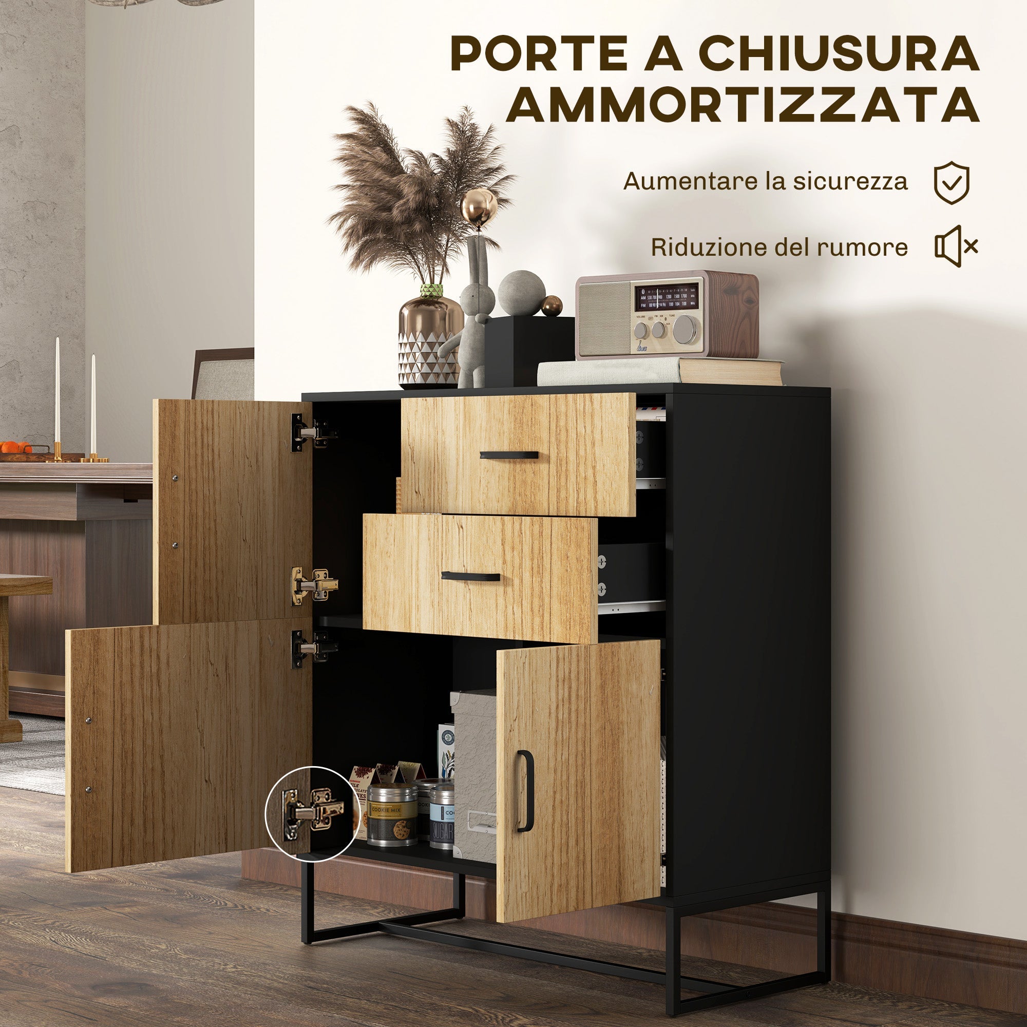 EasyComfort Credenza Moderna dressoir 3 kasten + 2 lades 80x35x88 cm