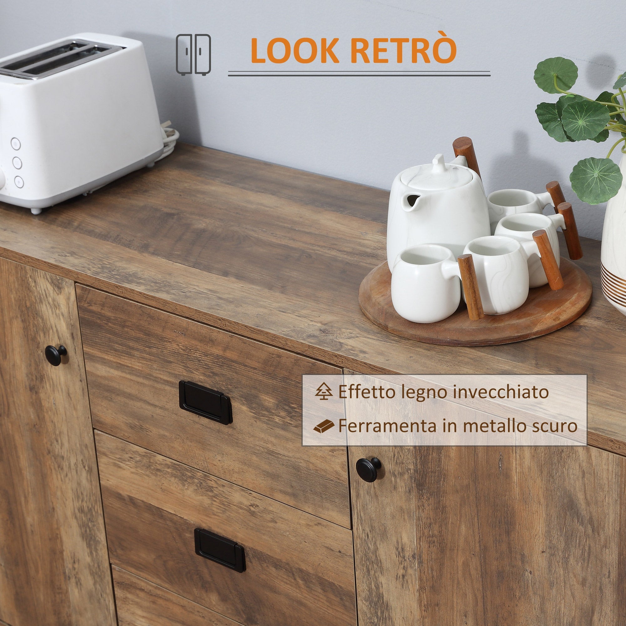 EasyComfort Dressoir modern 120 x 39.5 x 77 cm, 2 deuren, 3 lades