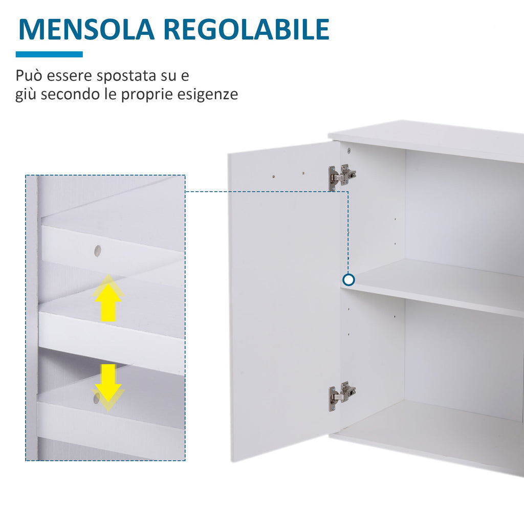 Easycomfort Credenza Soggiorno with 3 Armadietti e 2 Cassetti, Madia Soggiorno Moderna Salvaspazio with Ripiano Regolabile in Legno, 106x35x76 cm, white
