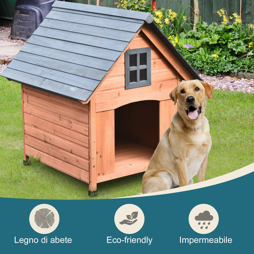 EASYCOMFORT Raised Kennel for Dogs up to 30 kg in Wood 81.3x91.5x98.5 cm