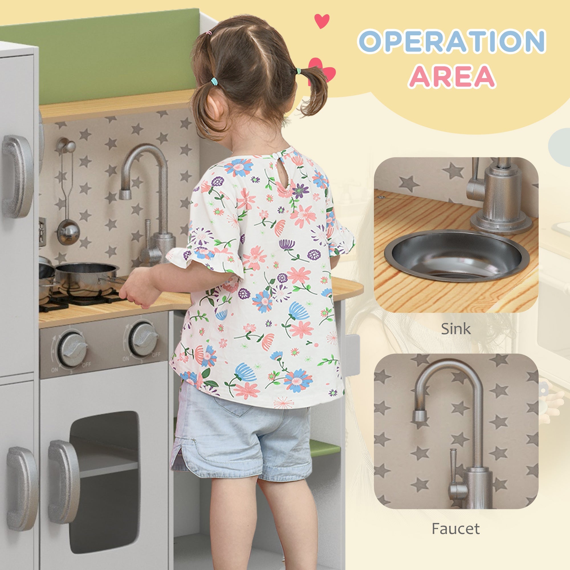 Easycomfort Kinderkeuken met ijsmachine en accessoires 84x34x89 cm