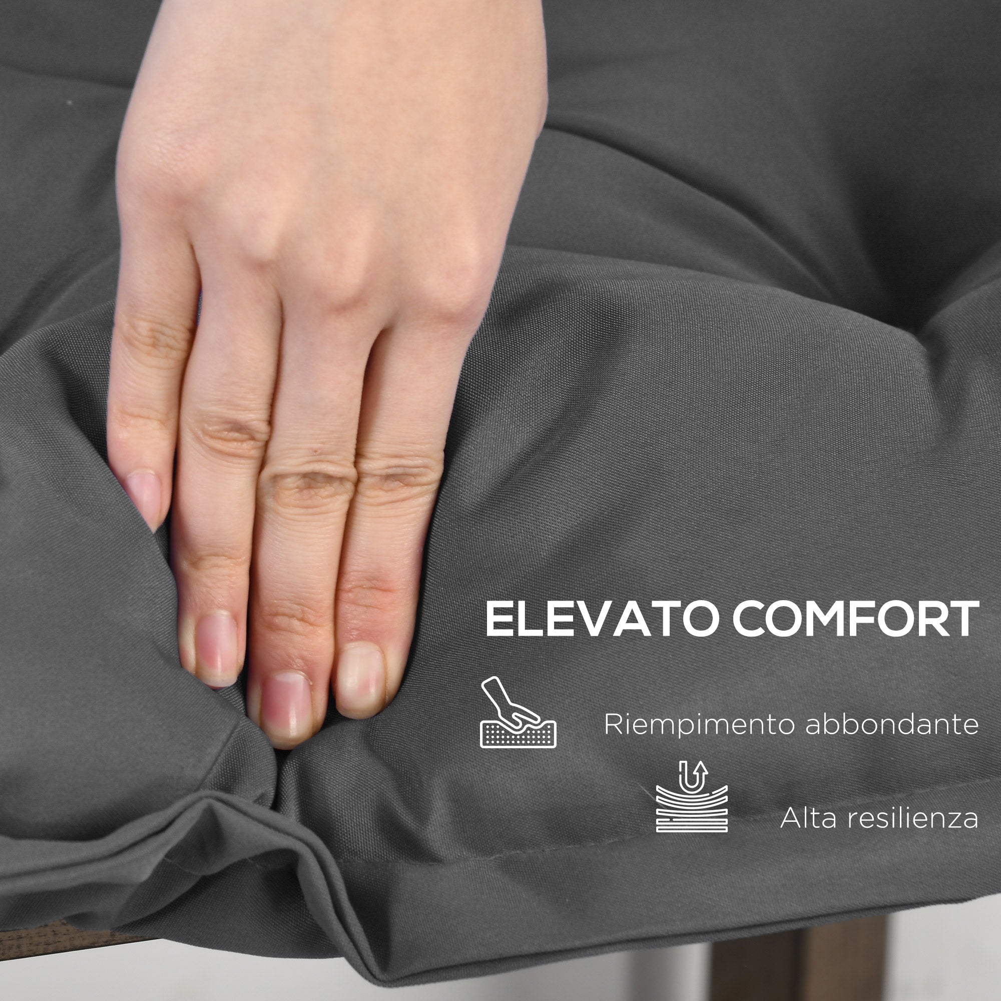 EasyComfort Cuscino per Panchina da Giardino bankkussen 100x40 cm donkergrijs