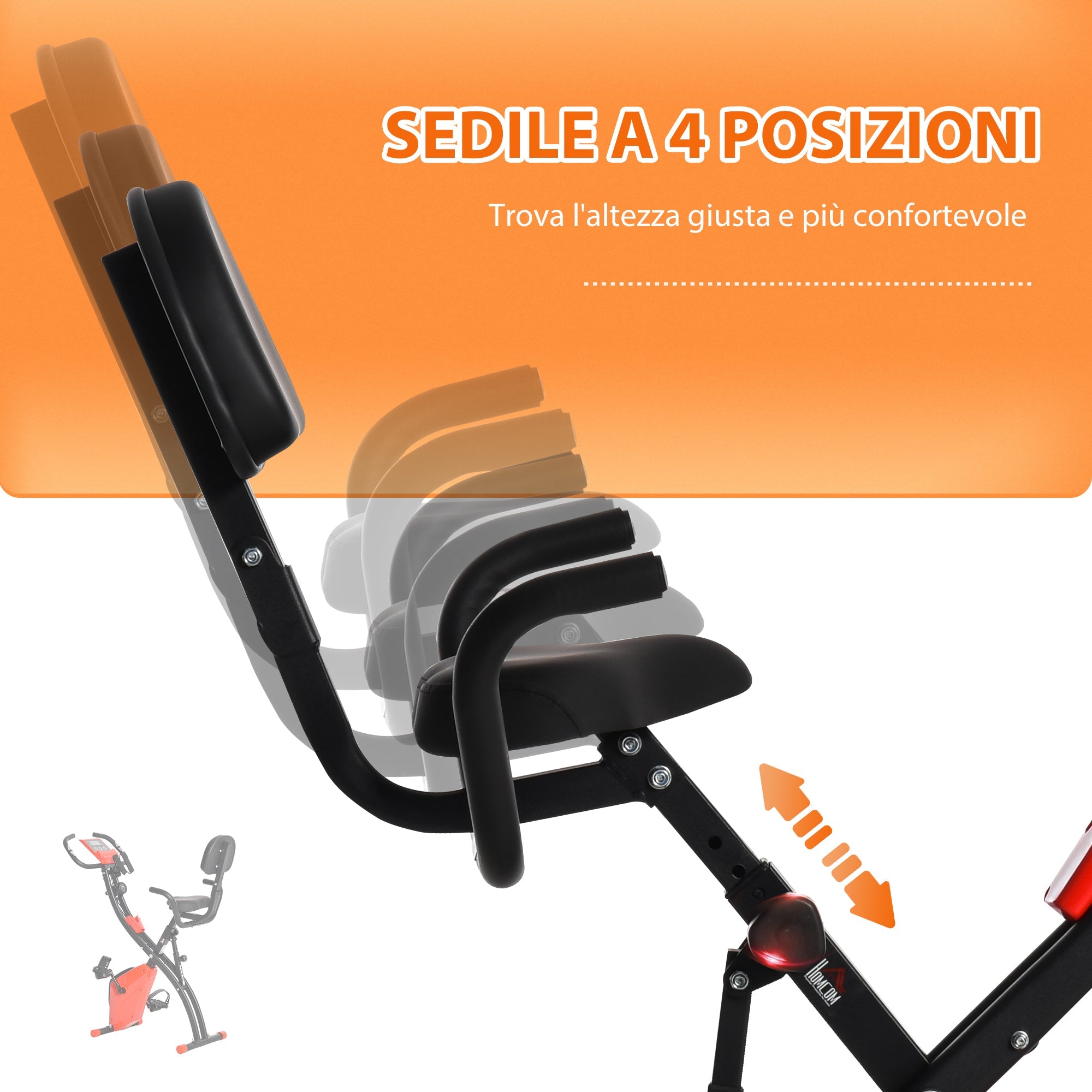 Easycomfort Cyclette Pieghevole 2 in 1, Resistenza Magnetica Regolabile 8 Livelli, Bici da Fitness with Sensore di Frequenza Cardiaca, Elastici per Braccia, Schermo LCD, Rosso