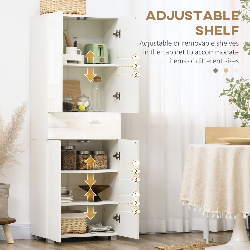 EasyComfort keukenkast met 4 deuren en 2 lades, 60x35x170 cm, wit hoogglans
