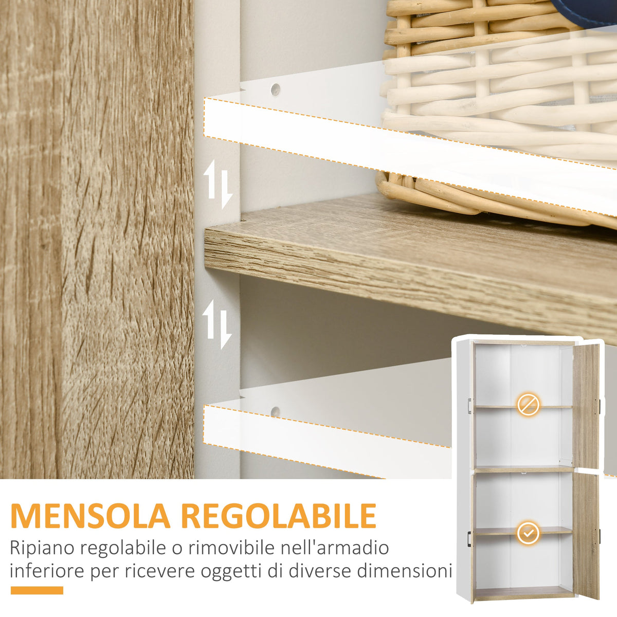 EasyComfort keukenkast MDF 80x40x182 cm – 4 deuren, 4 verstelbare planken