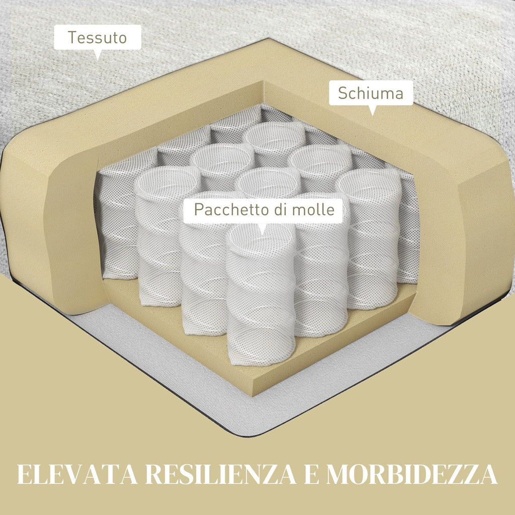EasyComfort Divano Componibile 4 Pezzi with Poggiapiedi e Cuscini, in Tessuto effetto Ciniglia, 313x149x88 cm, white Crema