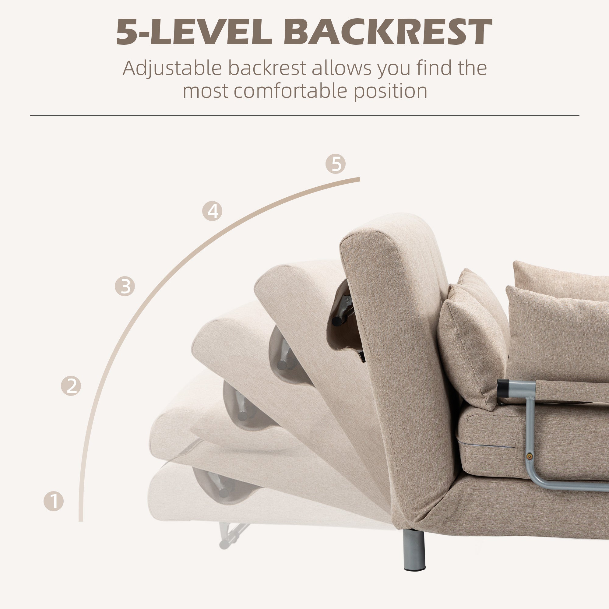 EasyComfort Divano Letto 2-zits slaapbank 3-in-1, 102x82x81 cm, beige