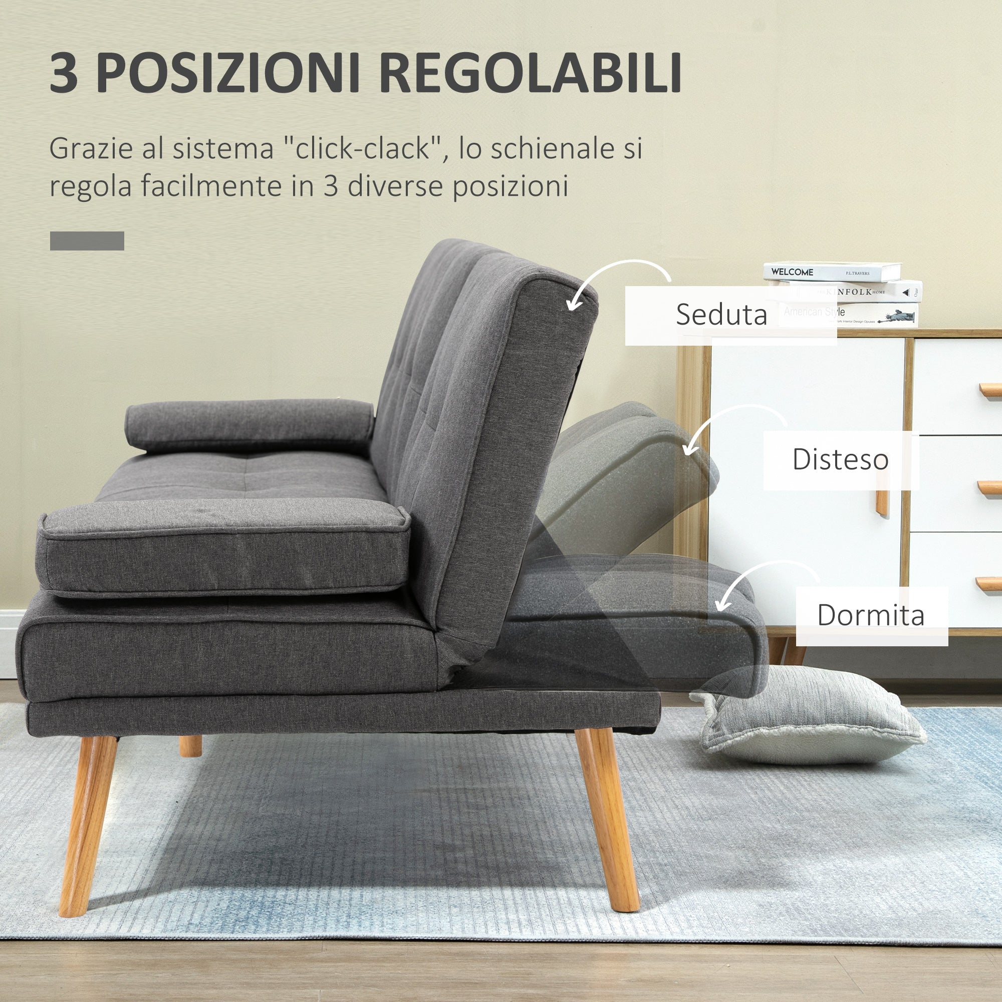 EasyComfort 3-zits slaapbank verstelbaar 181x77x78 cm