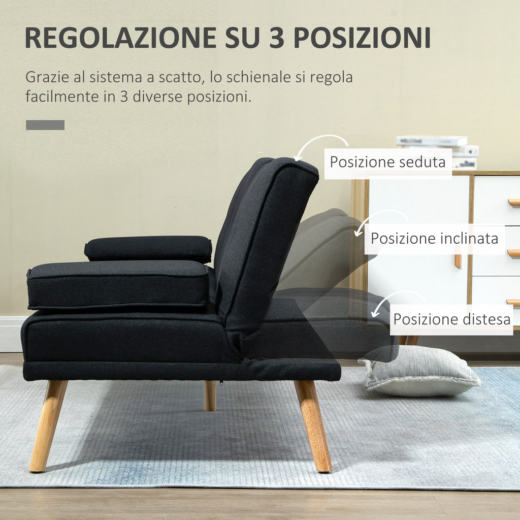 EasyComfort Divano Letto 3 Posti Reclinabile with Rivestimento Effetto Lino e Tavolino a Ribalta, Grigio