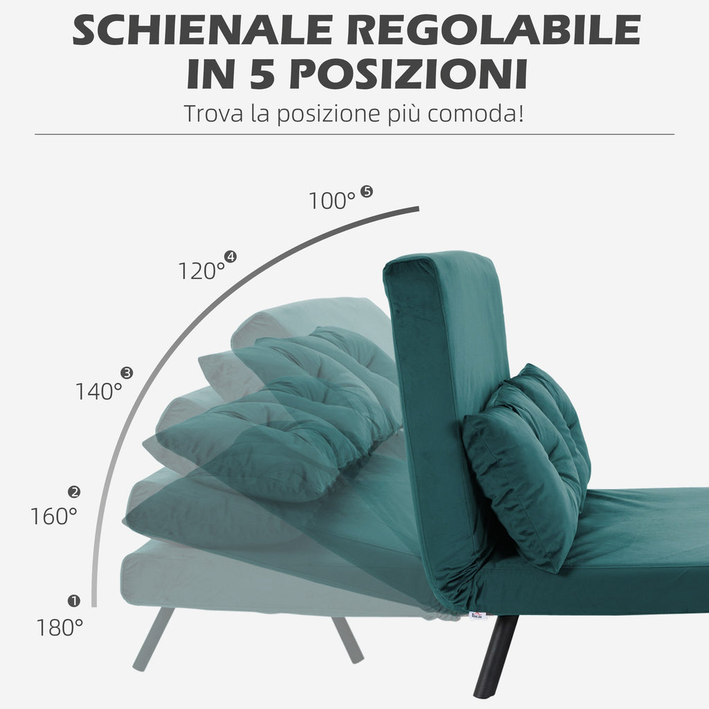 EasyComfort 3-in-1 slaapbank tweepersoons, 5-standen verstelbare rug, watergroen