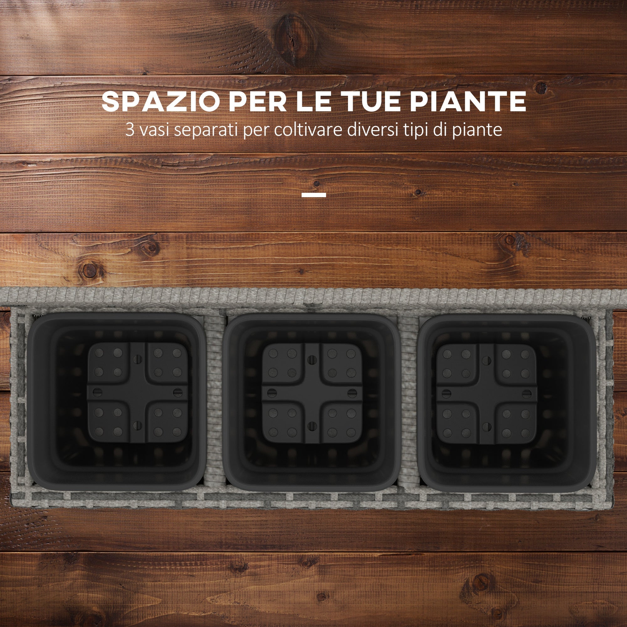 EasyComfort Plantenbak met traliewerk en 3 potten, 84x30x107 cm