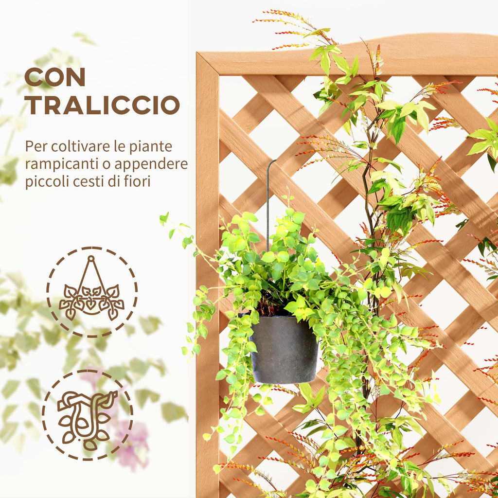 EasyComfort Fioriera with Traliccio per Rampicanti e Fondo Ampio, in Legno di Abete, 76x36x170 cm, Marrone