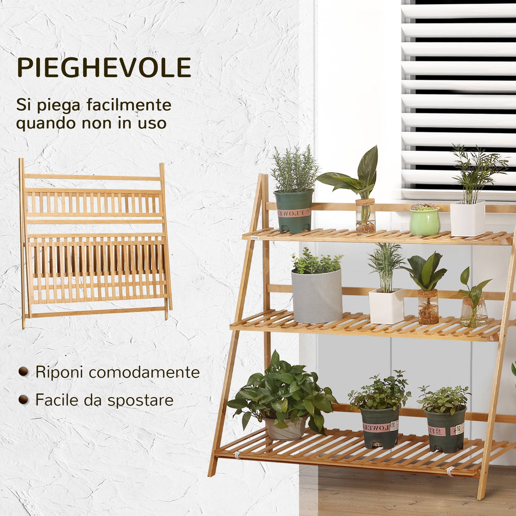 EasyComfort 3‑laags bamboe plantenrek voor buiten 98x37x96.5 cm