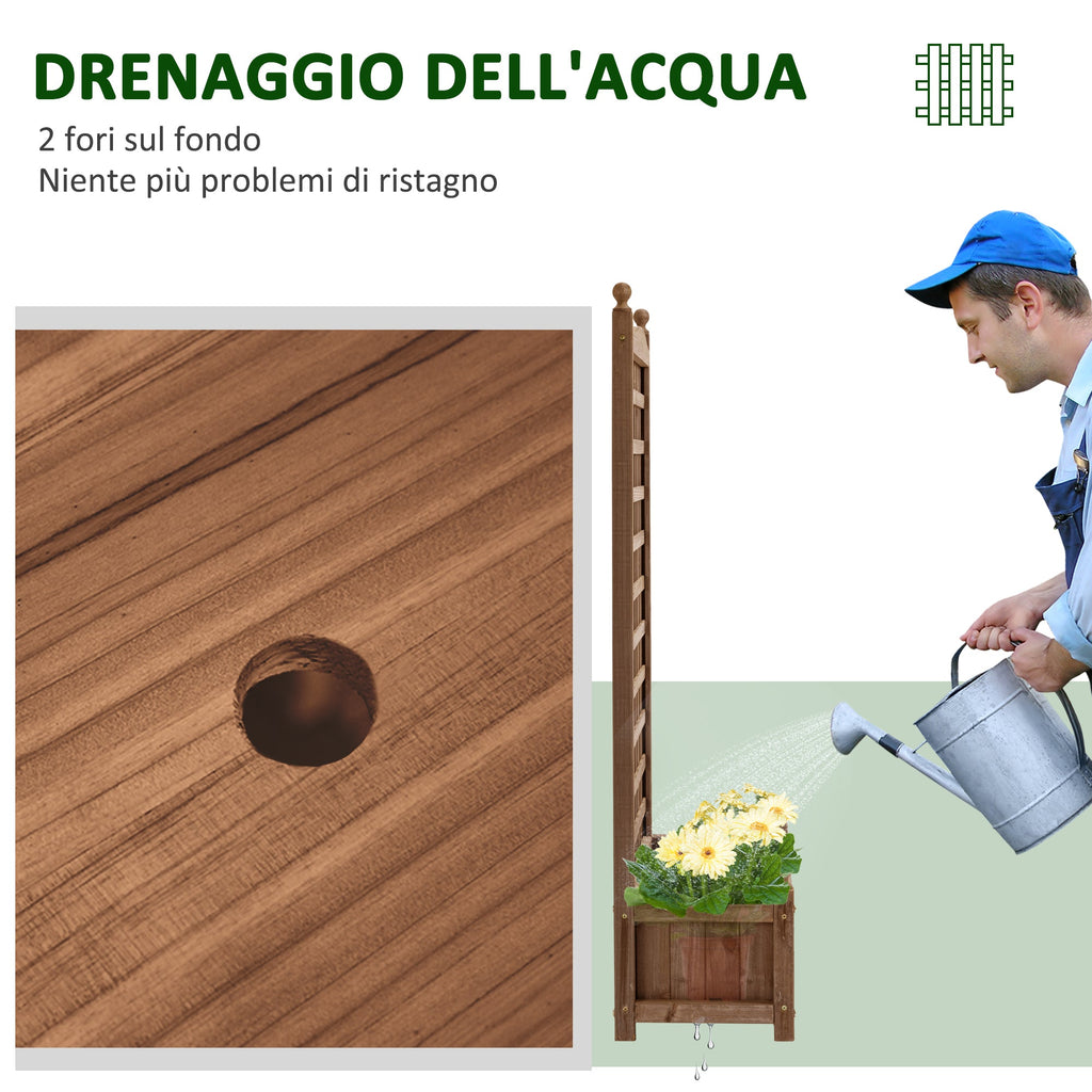 EasyComfort Fioriera da Esterno in Legno with Grigliato per Piante Rampicanti, 64x28x120cm, Marrone