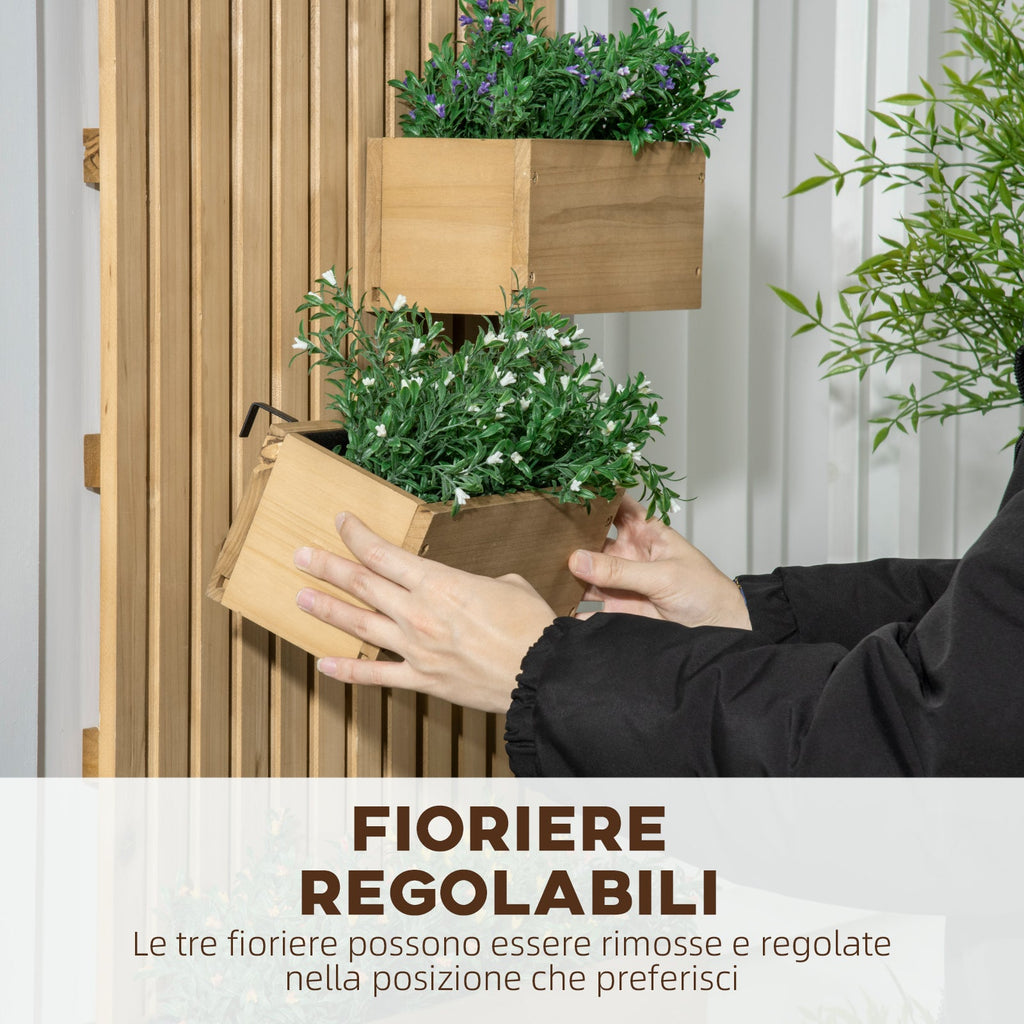 Easycomfort Fioriera da Esterno Verticale in Legno with 3 Vasi Rimovibili, 60x16x80cm