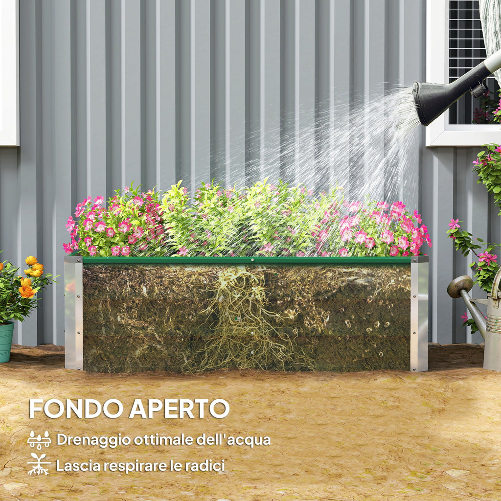 EasyComfort Fioriera da Giardino Senza Fondo with 2 Aree di Coltivazione, in Acciaio, 125x47x40 cm, Verde