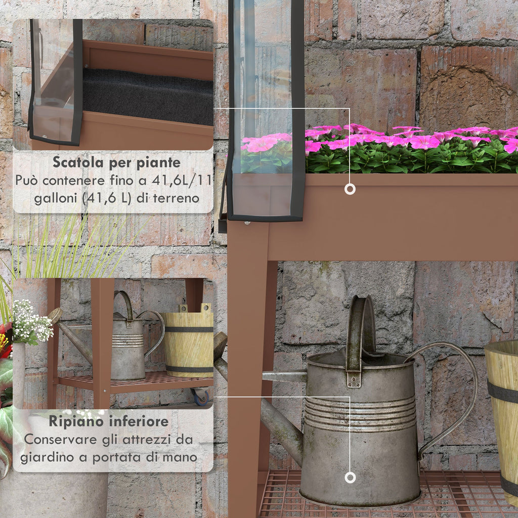 EasyComfort Fioriera Rialzata verhoogde plantenbak met mini-serre 80x40x120 cm
