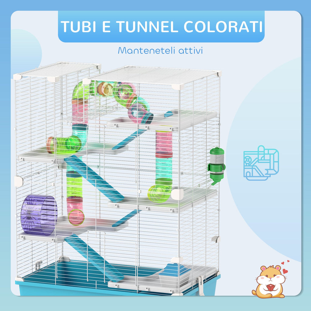 EasyComfort Hamsterkooi 6 niveaus met tunnels en accessoires