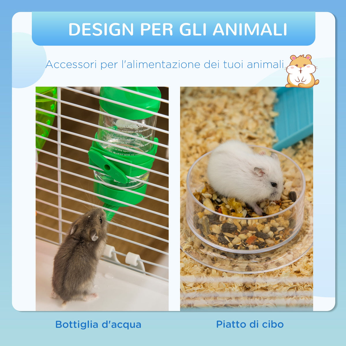 EasyComfort Hamsterkooi 3 niveaus 59x36x47 cm