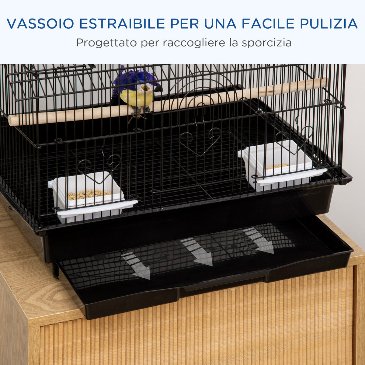 EasyComfort Vogelkooi met draaghandvat en uitneembare bodemplaat, 50.5x41x63 cm