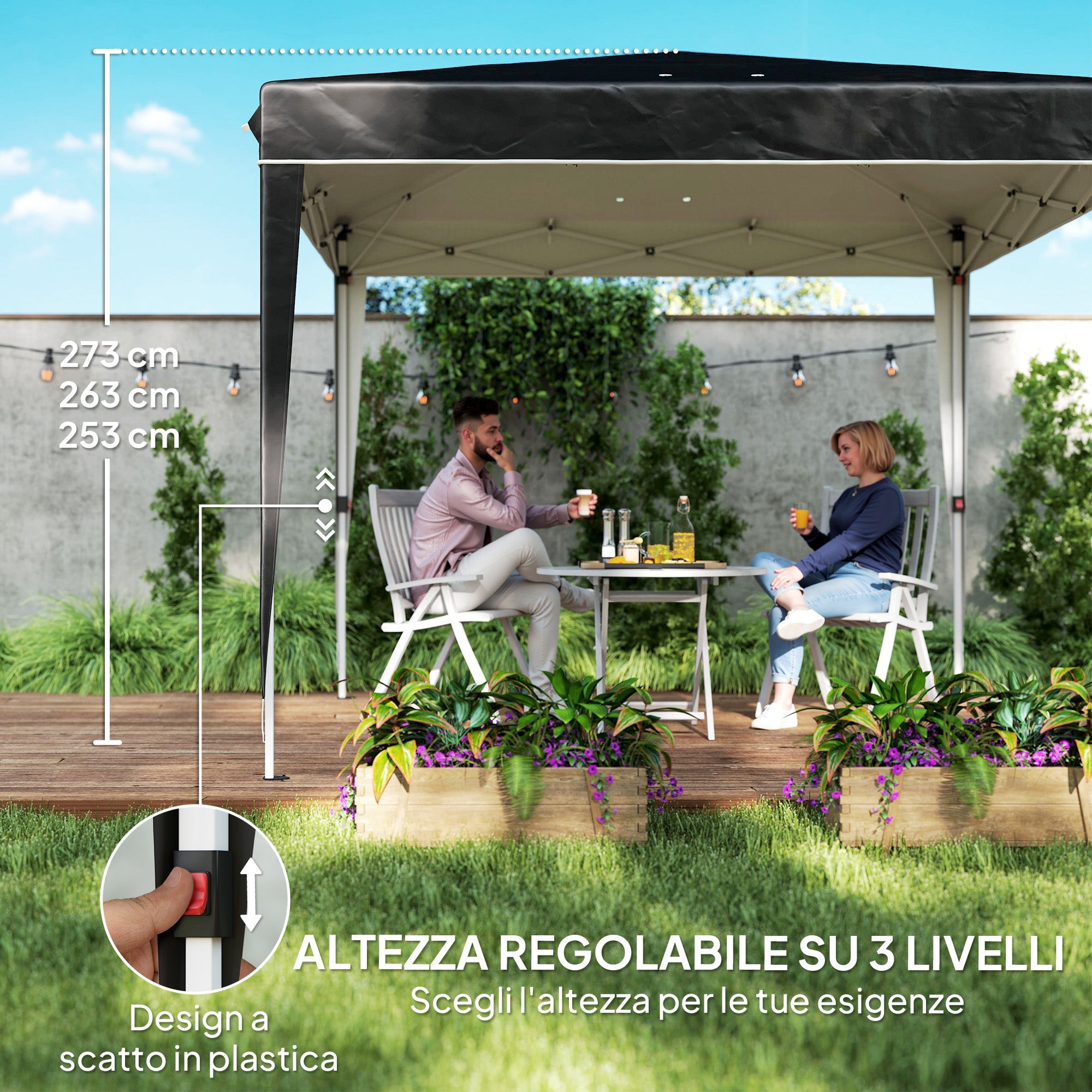 EasyComfort Gazebo 3x3 m verstelbaar (6–9 personen)