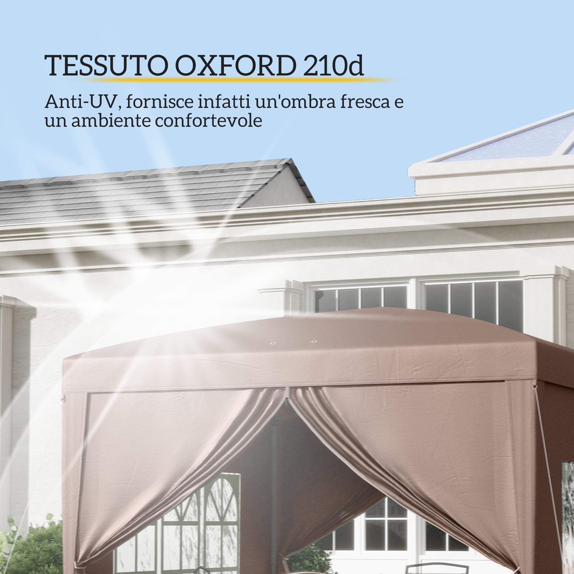 EasyComfort 3x3 m inklapbare partytent met 4 zijpanelen, koffie