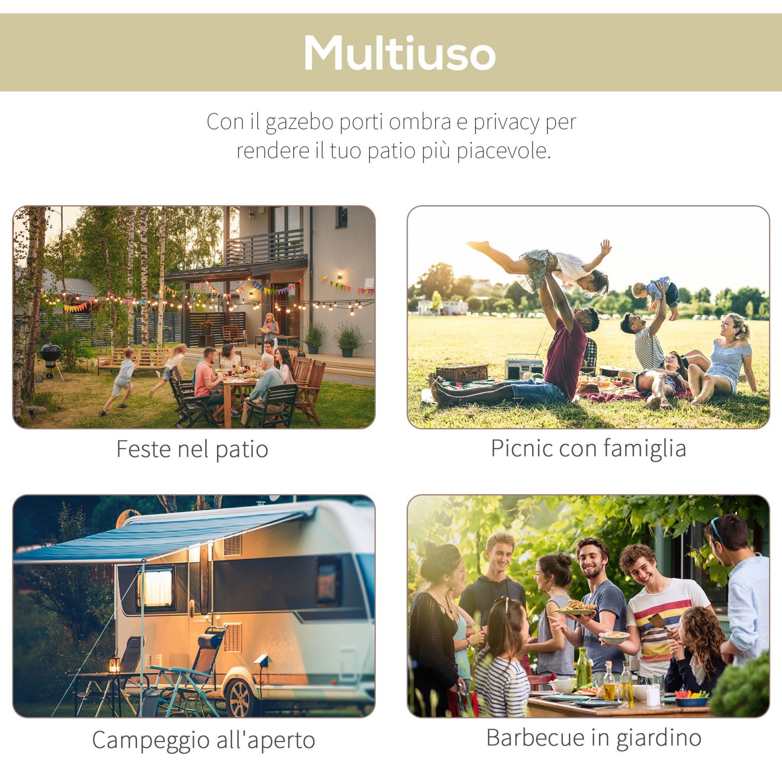 EasyComfort Pergola met anti-UV doek en stalen frame, 3 x 2,5 m, beige