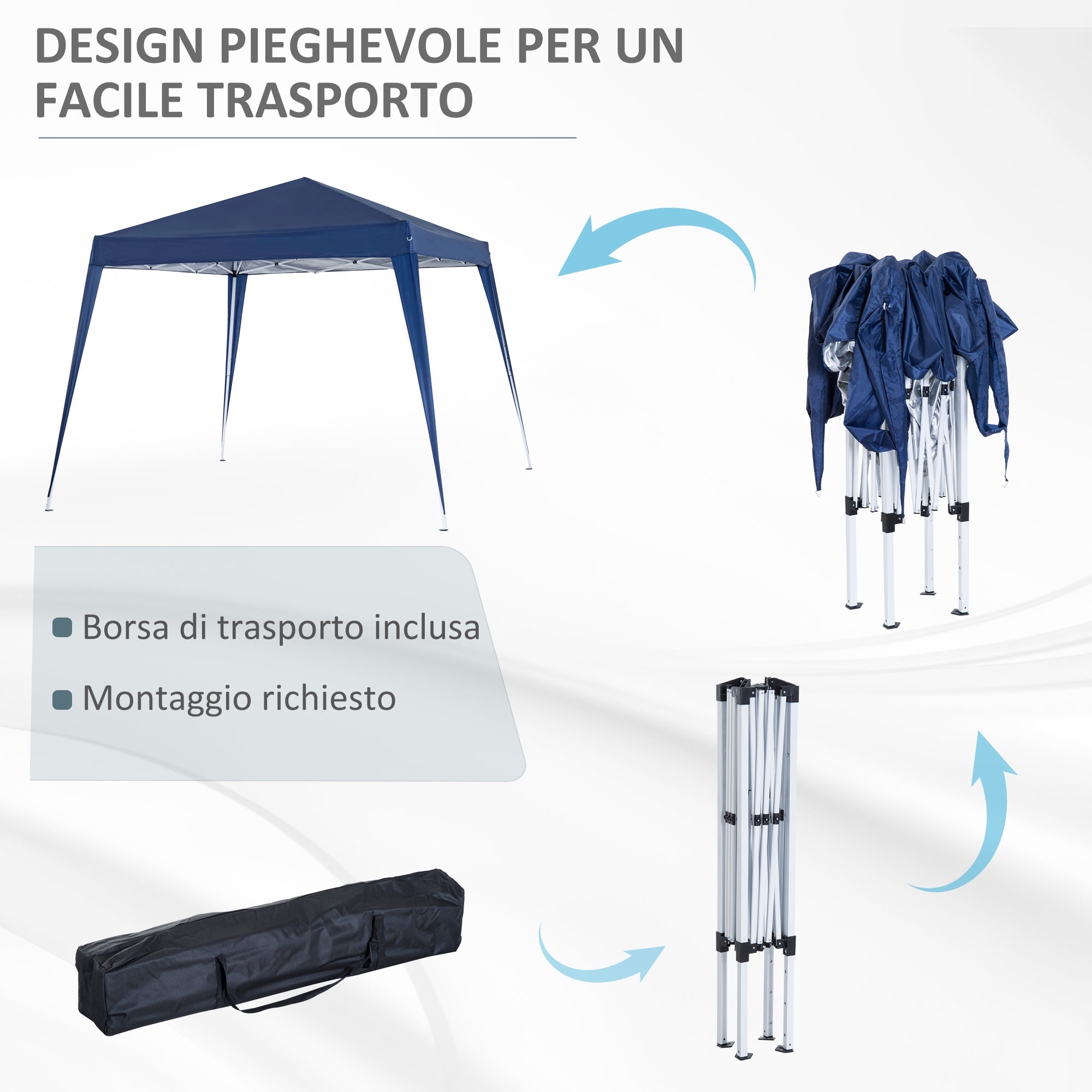 EasyComfort Gazebo vouwbaar 2,4x2,4 m blauw