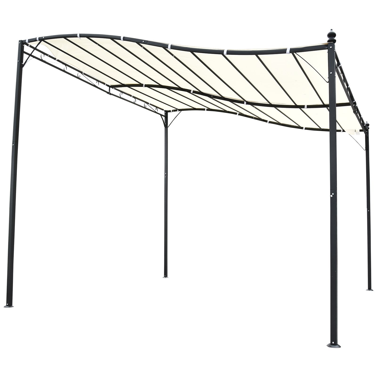 EASYCOMFORT Gazebo Awning with Polyester Fabric, Cream, 297x297cm