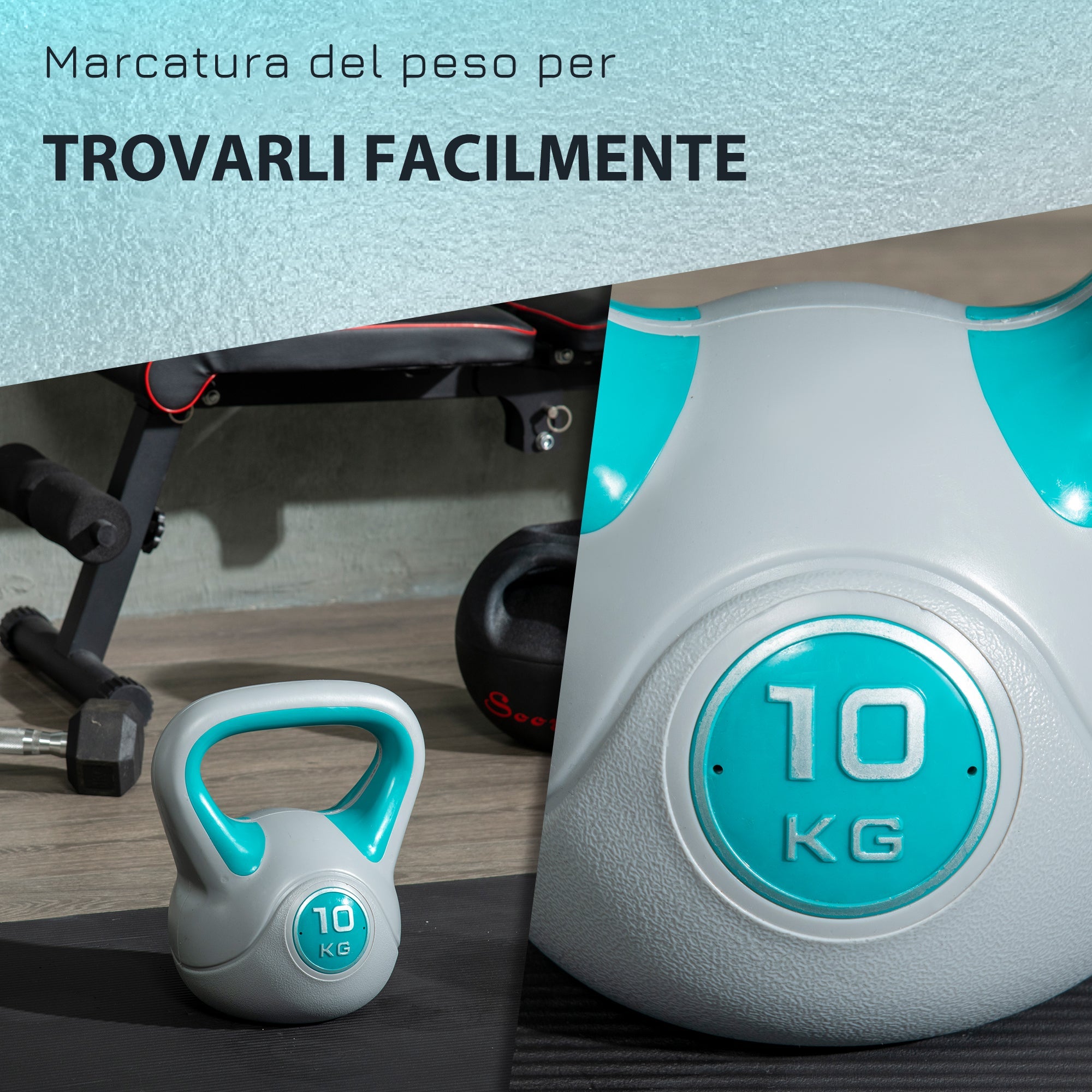 Easycomfort Kettlebell 10kg in PU e Sabbia with Base Piatta e Impugnatura per Stacchi, Squat e Sollevamenti, 22x16x26 cm, Verde Scuro