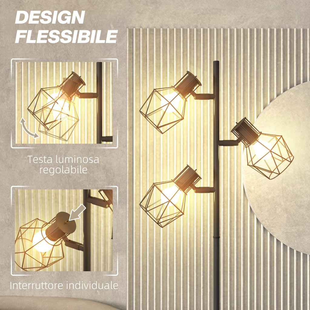 EasyComfort Vloerlamp 3x verstelbare spots 40W, metaal, 41x28x169 cm