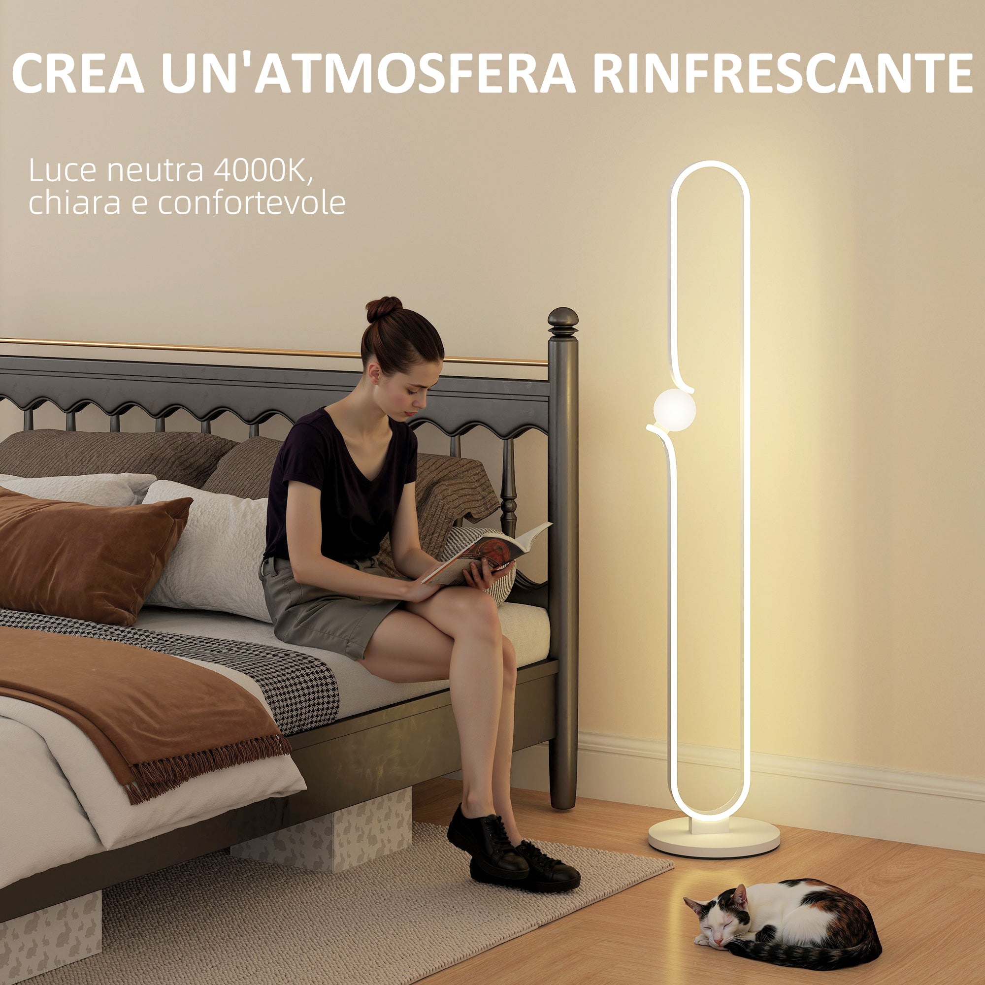 EasyComfort Muzieknoot LED-vloerlamp, dimbaar, 28x28x145 cm, wit