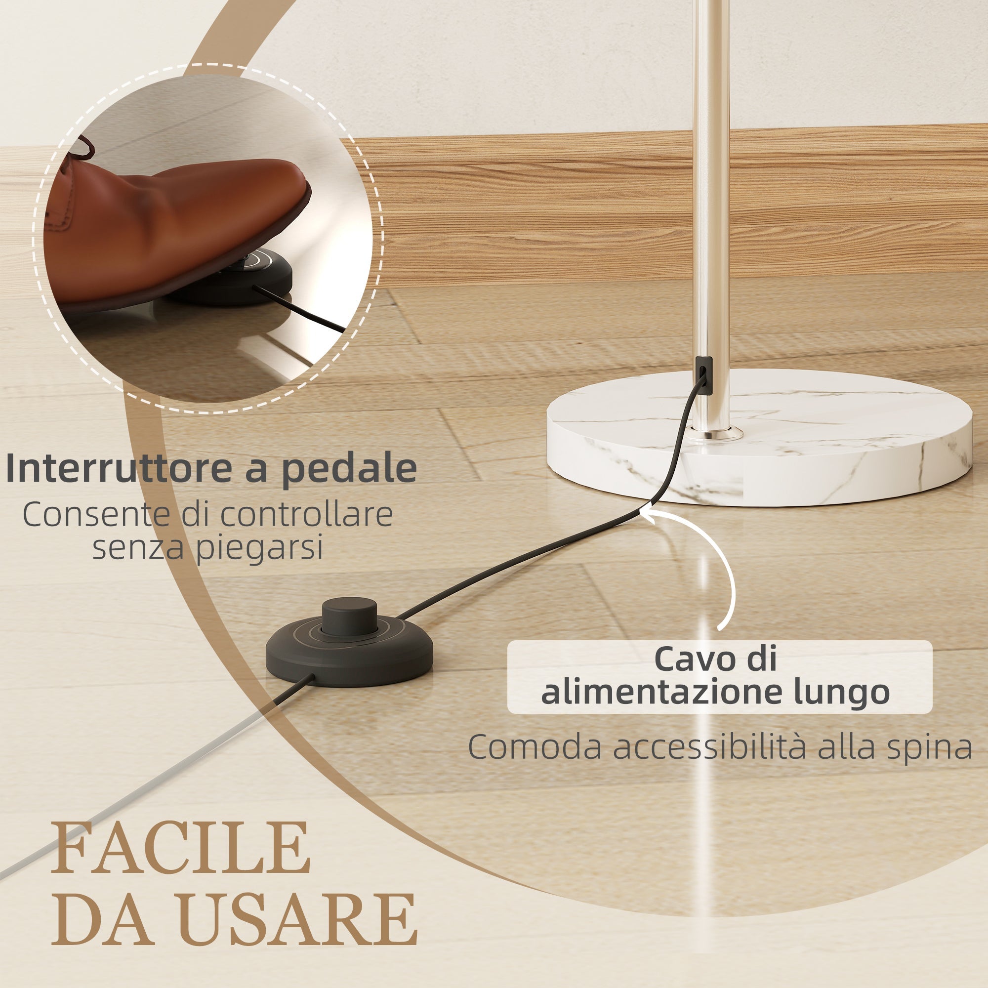 EasyComfort Arc-vloerlamp 26x90x180 cm, wit/oranje