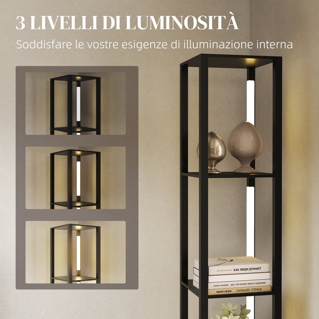 EasyComfort vloerlamp met 4 planken, 3 dimstanden, 29x29x163 cm