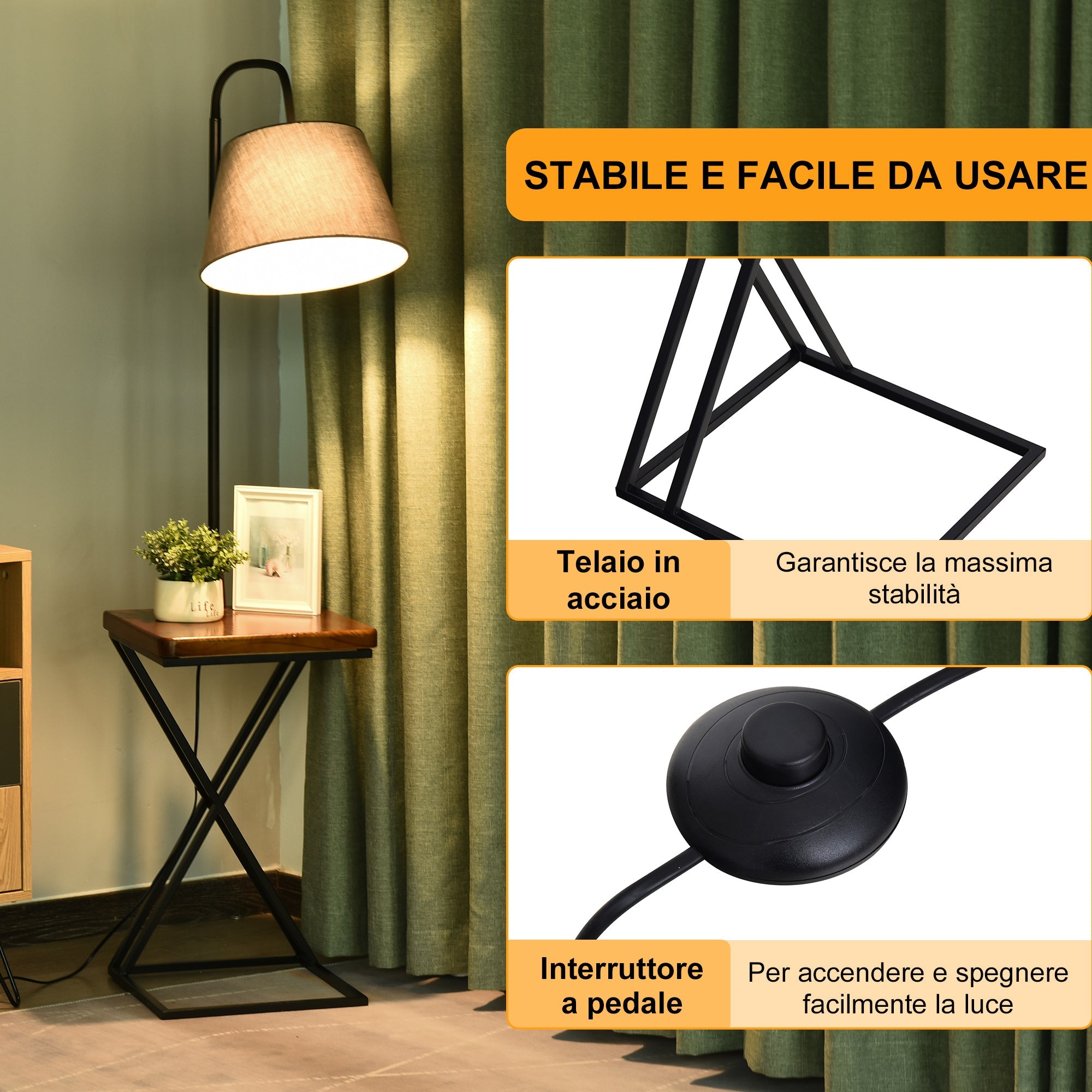 EasyComfort Moderne vloerlamp met tafeltje 36x36x165 cm