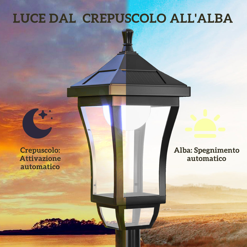EasyComfort Tuinlamp (zonne) 6 uur autonomie, 15x15x127 cm, zwart