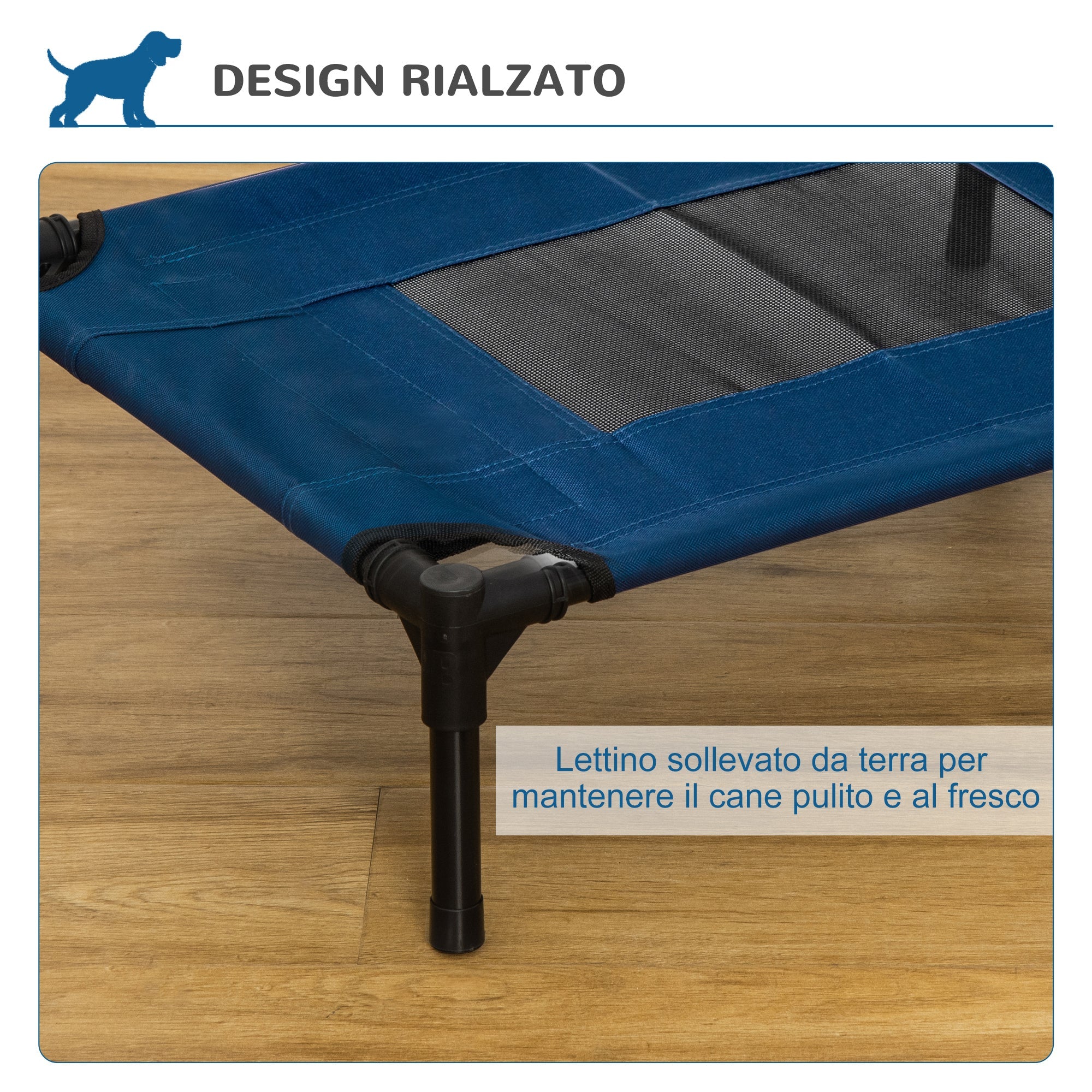 EasyComfort Lettino per Cani Rialzato con Seduta Traspirante, in Acciaio e Tessuto, 61x46x18 cm, Marrone e Nero