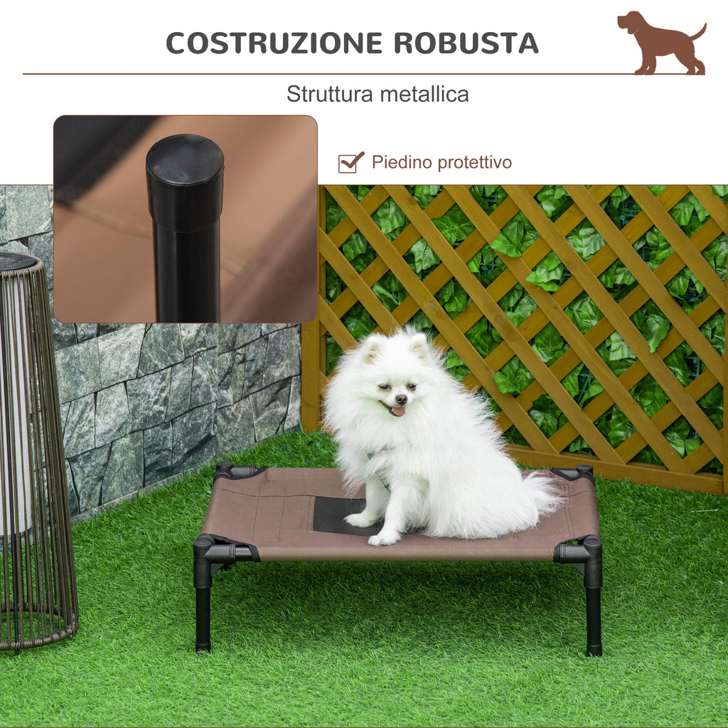 EasyComfort Lettino per Cani Rialzato with Seduta Traspirante, in Acciaio e Tessuto, 61x46x18 cm, black e Caffè
