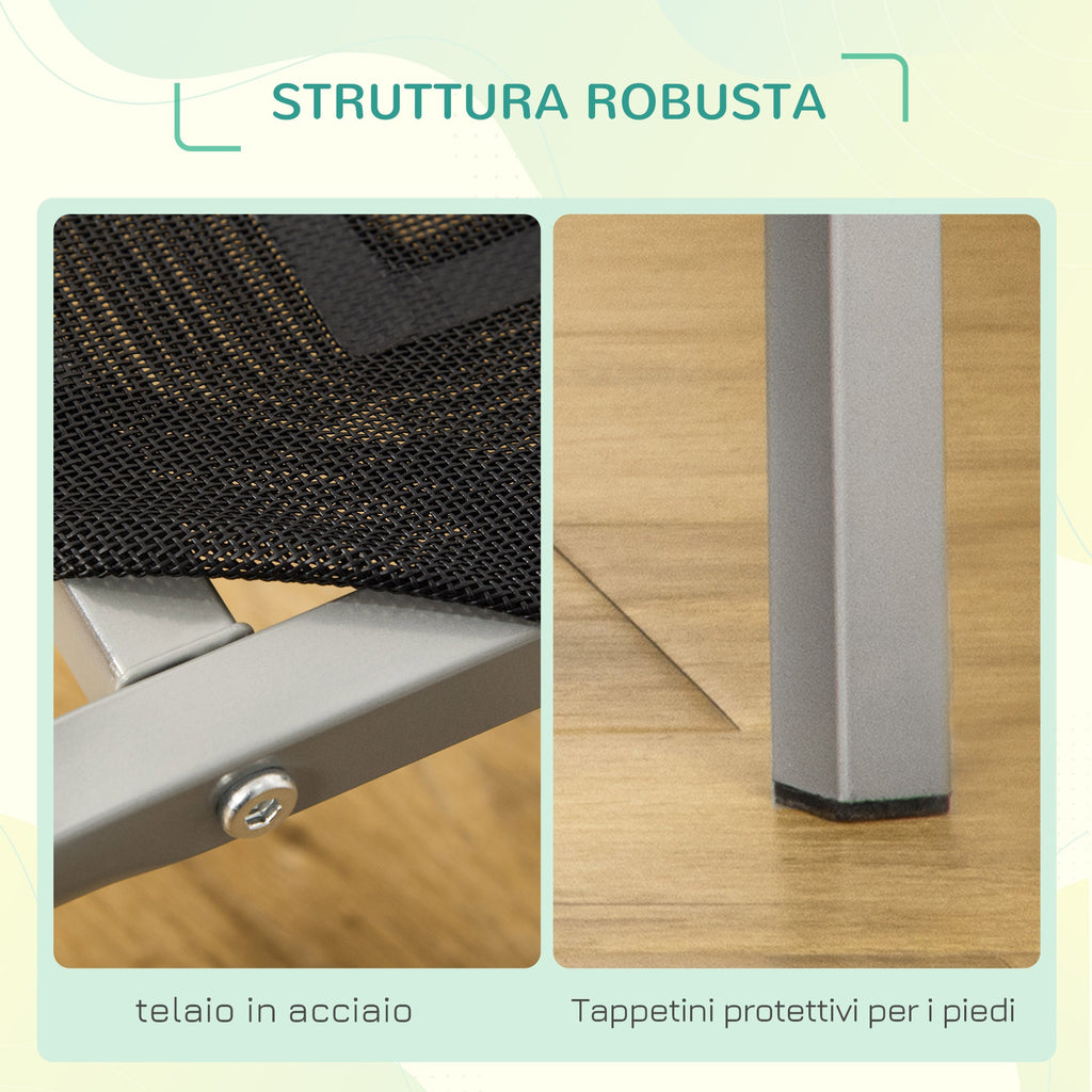 EasyComfort Lettino per Cani Rialzato con Seduta Traspirante, in Metallo e Tessuto, 90x65x20 cm, Nero e Argento