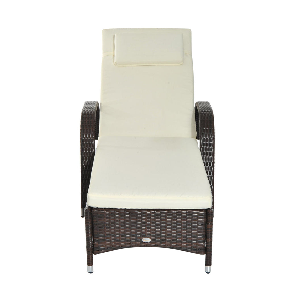 EASYCOMFORT Garden Sun Lounger, Deck Chair with Wheels for Beach in Rattan Adjustable Height