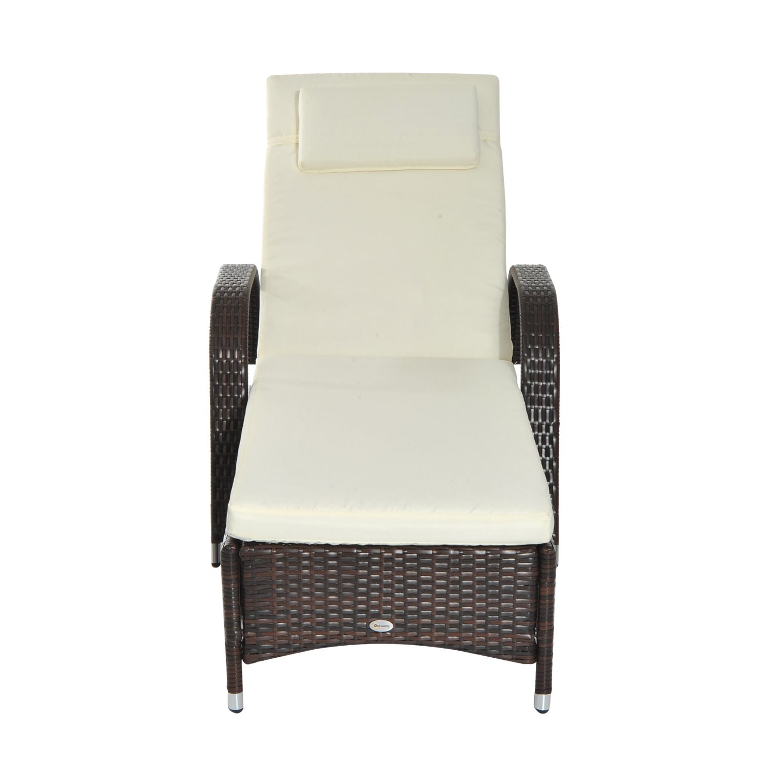 EASYCOMFORT Garden Sun Lounger, Deck Chair with Wheels for Beach in Rattan Adjustable Height