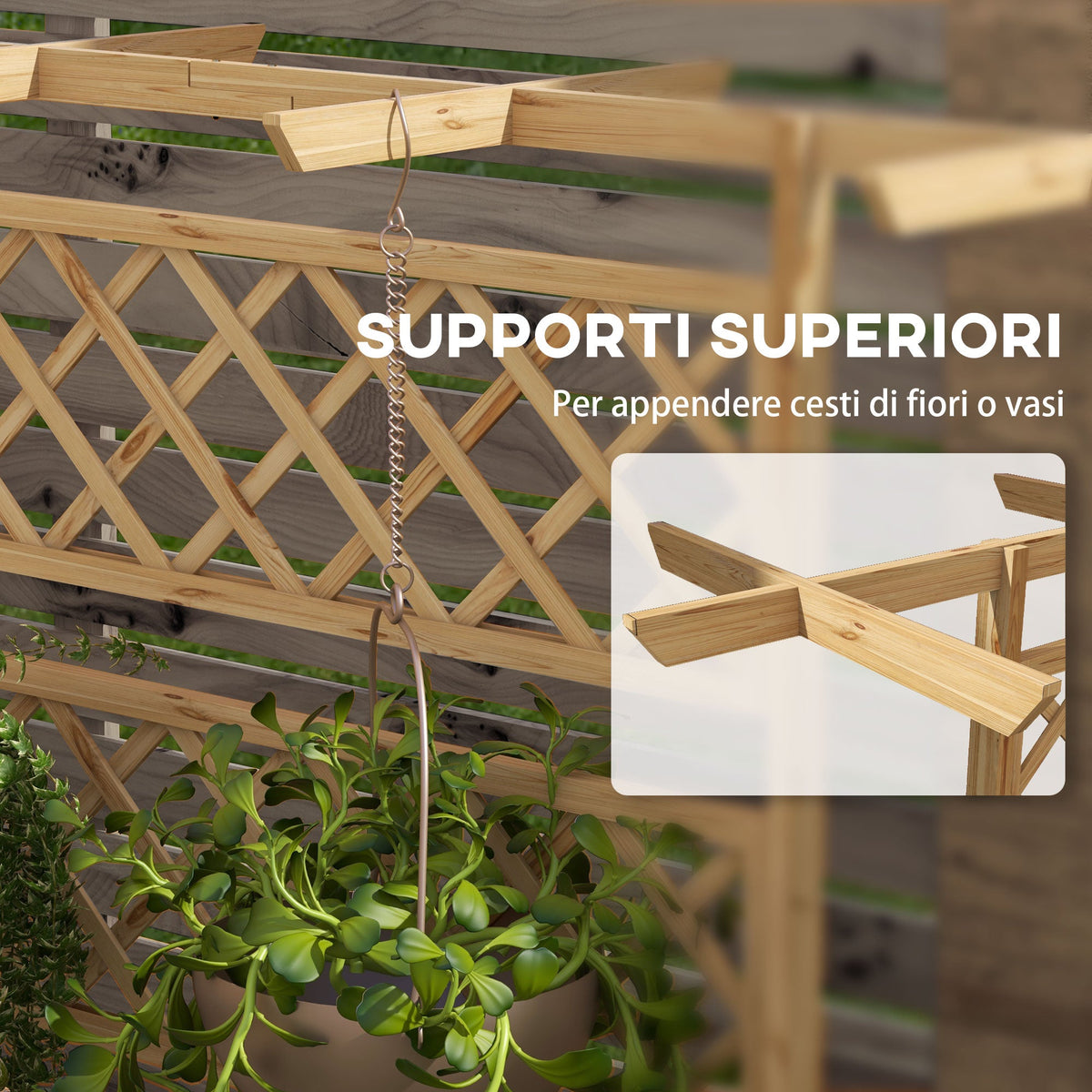 EasyComfort Letto per Orto plantenbak met traliewerk en pergola 160x55x183 cm
