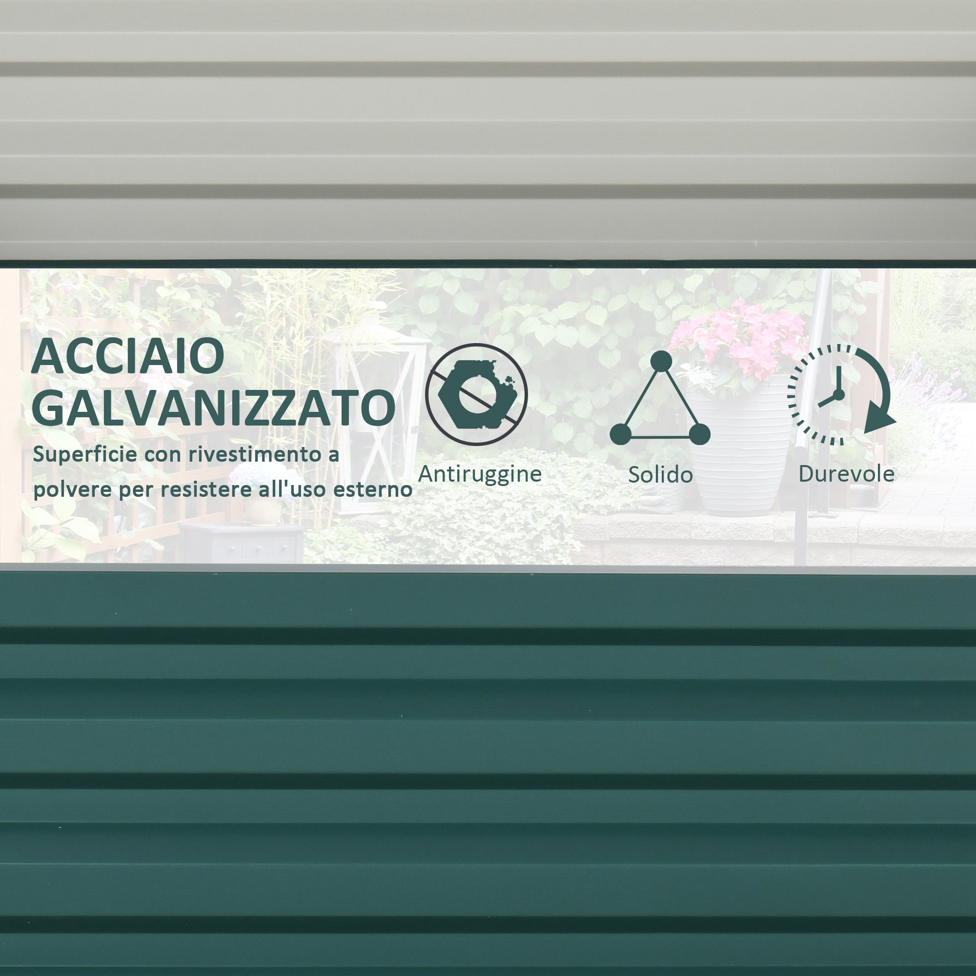 EasyComfort Letto per Orto Rialzato a Fondo Aperto with Rivestimento, in Acciaio Zincato, 120x120x30 cm, Verde