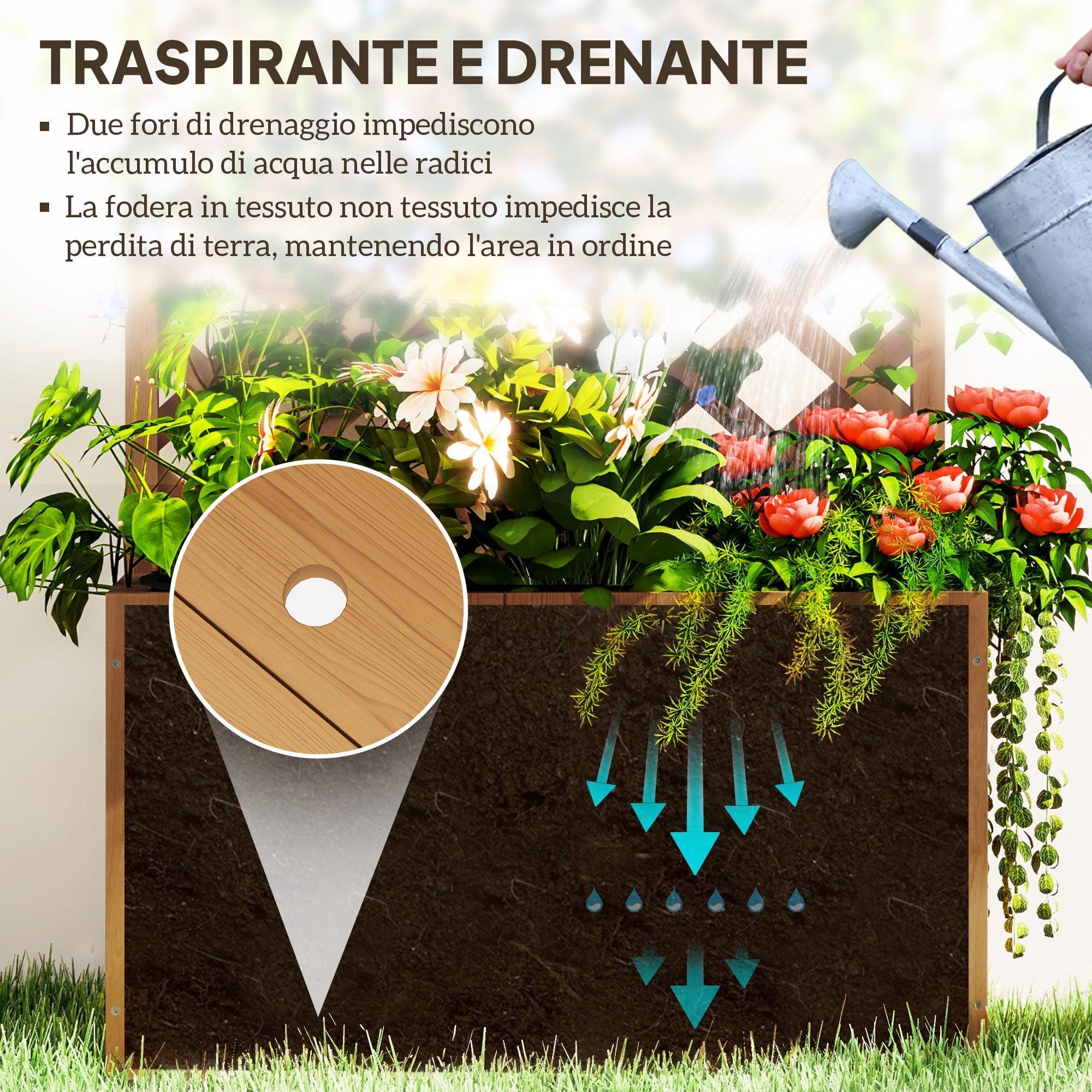 EasyComfort Letto per Orto Rialzato verhoogde plantenbak met traliewerk, 64x33x122 cm