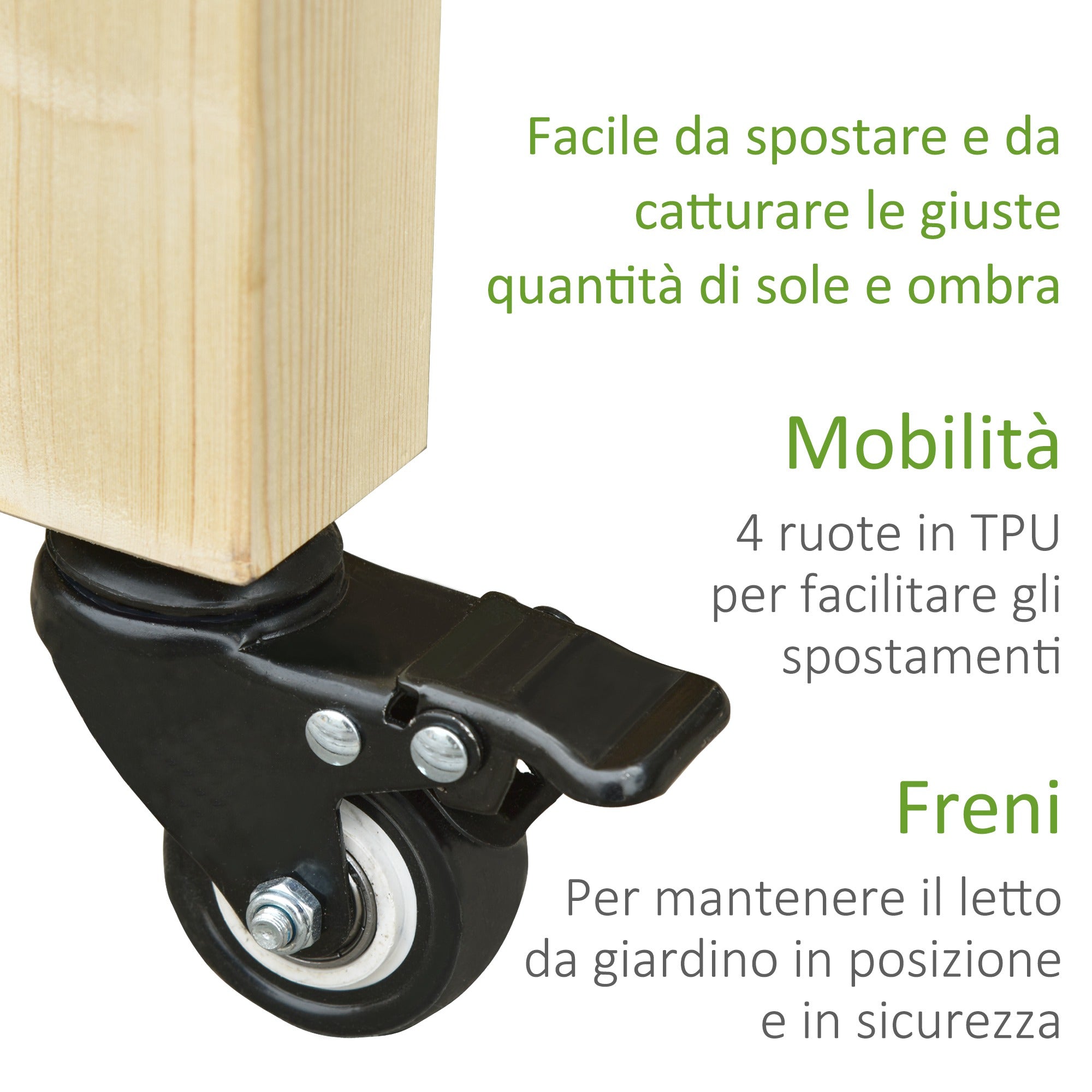 EasyComfort Letto per Orto Rialzato in Legno with Rotelle e Ripiano Inferiore, 118x55x83cm, Legno Naturale